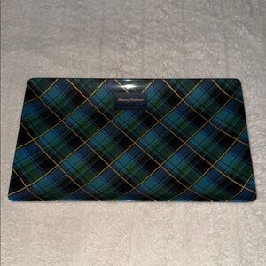Tommy Bahama Blue and Green Plaid Tray